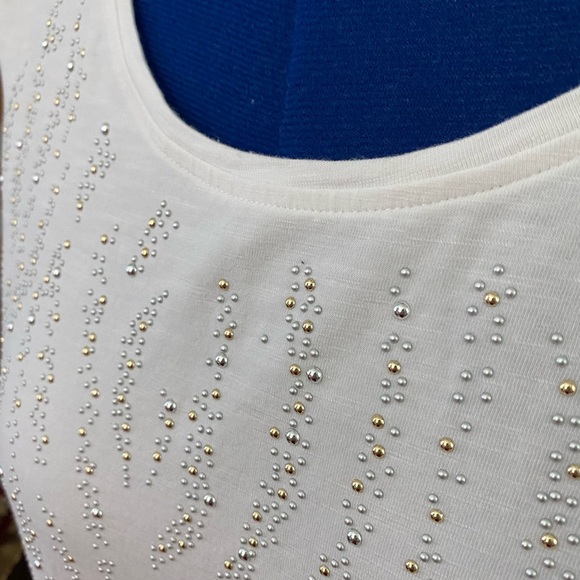 💥💥 Chico’s zenergy white silver top sz 2 - Picture 3 of 5